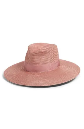 Eric Javits Daphne Broad Brim Straw Fedora in Blush at Nordstrom