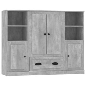 vidaXL Vidaxl Aparador Alto 3 Piezas Madera Contrachapada Gris Hormig&oacute;n