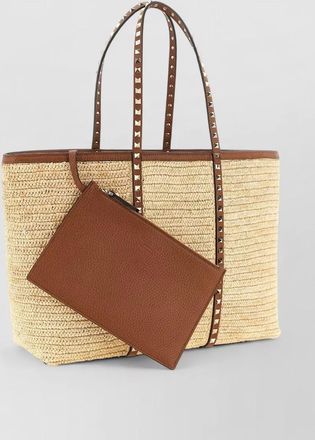 Valentino Garavani rockstud large beach tote woven handles