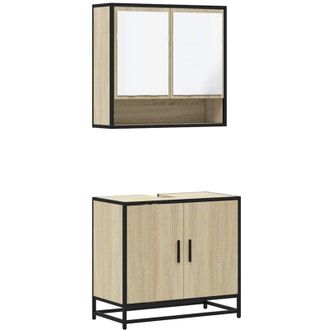 vidaXL Vidaxl - Set De Muebles De Ba&ntilde;o 2 Pzas Madera Contrachapada Roble Sonoma
