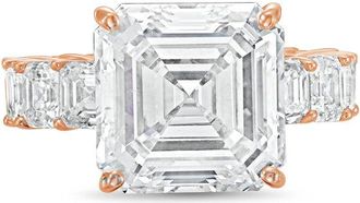 Diana M. Jewels 18kt Rose gold Lab grown 12ct Asscher Cut Diamond Ring with Asscher Eternity Band