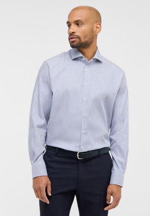 Eterna Langarmhemd ETERNA MODERN FIT, Herren, Gr. 43, Normalgr&ouml;ssen, dunkelblau, Satin, 100% Baumwolle, tailliert, Manschette, Hemden Langarmhemd, NON IRON (