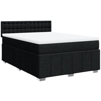 vidaXL Cama Box Spring Con Colch&oacute;n Tela Negro 140x190 Cm Vidaxl