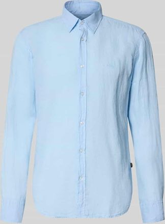 Boss Orange by Hugo Boss BOSS Orange Regular Fit Freizeithemd aus reinem Leinen Modell RELEGANT in Ocean, Gr&ouml;&szlig;e XXXL