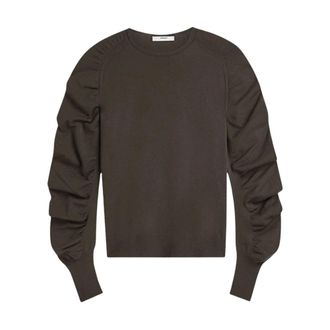 Summum Trui met ruches aan de mouwen - Dames - Truien - Bruin - Maat: L Viscose