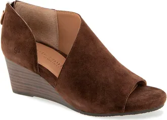 Gentle Souls Talerie Perforated Wedge Sandal in Mustang Suede at Nordstrom, Size 7.5