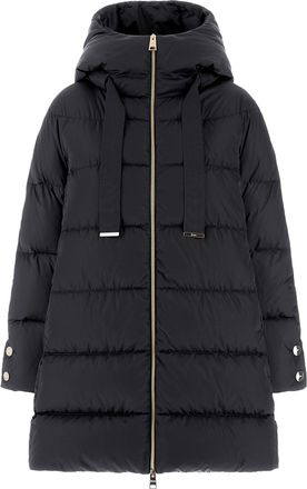 Herno Quilted Puffer Coat with Voluminous Hood and Flared Silhouette