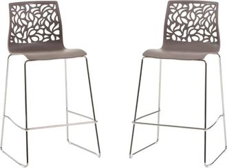 Siediti Fuori e Dentro Pareja de taburetes de cocina de resina con fibra de vidrio tórtola