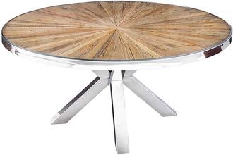 Global Interiors Runder Design Esstisch shark Edelstahl/Teakholz ø 140 cm