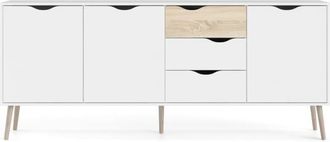 Calicosy Aparador 3 puertas efecto roble y blanco L195,7 cm