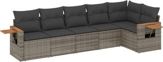 vidaXL Vidaxl - Set De Muebles De Jard&iacute;n 6 Pzas Y Cojines Rat&aacute;n Sint&eacute;tico Gris