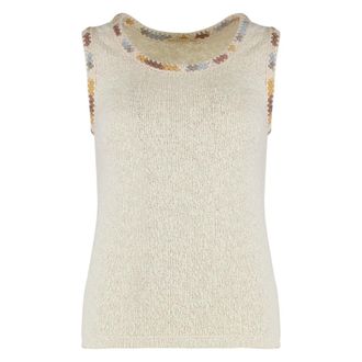 Kristina Ti Sleeveless Tops, female, White, L, Cotton Knitted Top