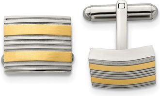 Diamond2Deal Stainless Steel Polished Yellow IP-plated Cufflinks