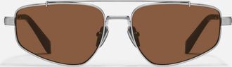 Quay Womens Pit Stop Sunglasses In Brushed Silver / Brown