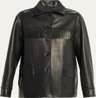 Nili Lotan Gus Fringe Leather Jacket