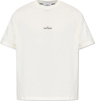 Stone Island T-shirt met logo - Heren - T-shirts - Beige - S - Katoen - Tops