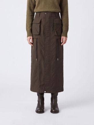 sacai High-Waisted Cotton-Blend Cargo Midi Skirt with Belt Loops