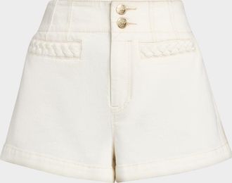 Zimmermann Roselight Braided Detail Denim Shorts