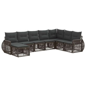 vidaXL Conjunto De Sof&aacute;s De Jard&iacute;n 8 Pcs Gris Y Gris Oscuro Vidaxl