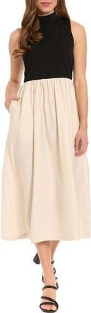 London Times Mixed Media Midi Dress in Buttercream/Anthracite at Nordstrom Rack, Size X-Large