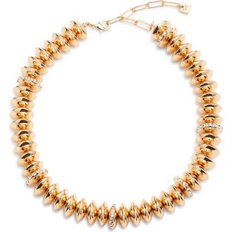 Open Edit Metallic Bead Collar Necklace in Clear- Gold at Nordstrom Rack