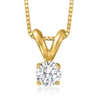 Ross-Simons Diamond Solitaire Pendant Necklace in 14kt Yellow Gold