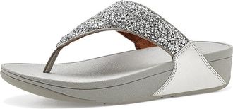 FitFlop Lulu Shimmerfoil Toe-thongs Womens Wedge Shoes Silver : 11 M (B), Synthetic