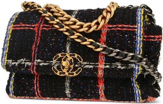 Chanel 2020 19 schoudertas met tweed ketting - Zwart