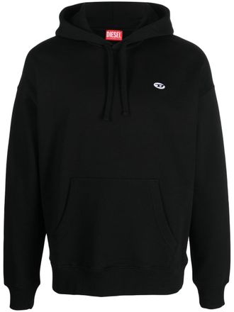 Diesel logo-patch cotton hoodie - Black