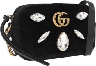 Gucci Pre-owned Cross Body Bags, female, Black, Size: ONE SIZE Pre-owned Suede Cross Body Bag