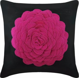 OEM Funda De Almohada De 22x22 Pulgadas, Gamuza Sint&eacute;tica Rosa, Fieltro 3d, Aplique De Flor De Origami Rojo P&uacute;rpura, Estampado Floral En Rosa Magenta