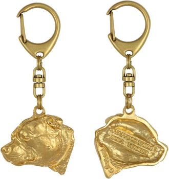 OEM Staffordshire Bull Terrier, Staffik, Staffi Iii: Llavero De Perro Ba&ntilde;ado En Oro, Decoraci&oacute;n De Bolsos, Accesorio De Lujo De Art-dog