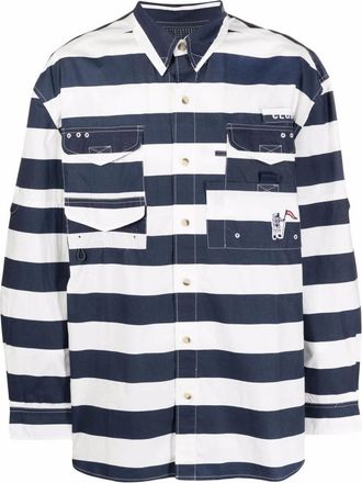 Billionaire Boys Club Casual Shirts, male, Multicolor, M, Navy Blue Striped Button-Up Shirt