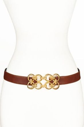 Raina Golden Loops Buckle Leather Belt in Cognac at Nordstrom, Size Medium