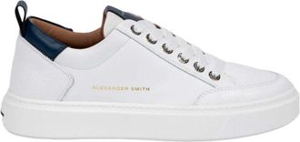 Alexander Smith Witte en Blauwe Bond Sneakers - Heren - Sneakers - Wit - 45 EU - Leer - Schoenen