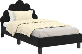 vidaXL Cama Para Ni&ntilde;os Con Cabecero Negro 80 X 160 Cm Terciopelo Vidaxl