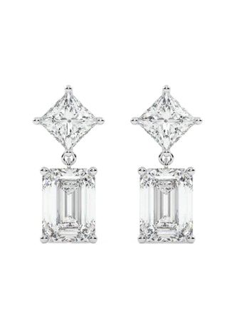 Tilla 14kt princess-cut dangling earrings - White
