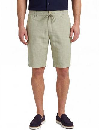 Brax Brax shorts groen gem&ecirc;leerd katoen linnen