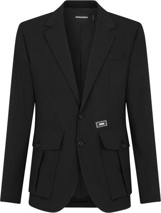 Dsquared2 flap-pocket single-breasted blazer - men - Polyester/Elastane/Virgin Wool - 48 - Black