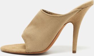 Season 6 Beige Knit Fabric Heel Mules
