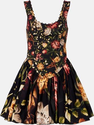 Agua Bendita Pluma floral cotton minidress