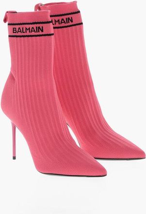 Balmain Ribbed Fabric BOOT SKYE-KNIT Sock Ankle Boots with Heel 10cm size 36