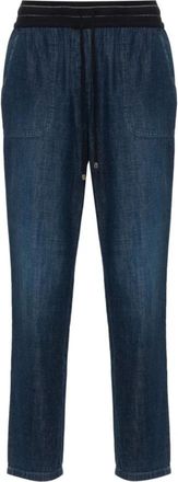 Lorena Antoniazzi Blauwe Denim Koord Tapered Jeans - Dames - Slim Fit Jeans - Blauw - 2XS - Denim - Jeans