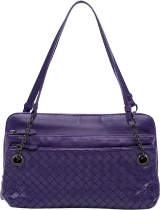 Bottega Veneta Borsa a spalla in pelle intrecciata pre-owned con dettaglio a catena - - Pre-owned - Donna - Viola - ONE SIZE