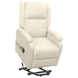 vidaXL Sill&oacute;n De Masaje Elevable Tela Color Crema Vidaxl