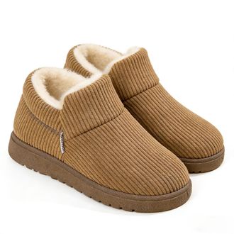 Generic Womens Winter Fleece-Lined Slipper Boots - Warm Plush Lining, Non-Slip Sole, Cozy Indoor/Outdoor House Shoes (1, Brown, 2.5, Adult, Women, 2.5, Numeri