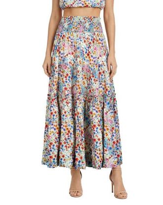 Change of Scenery Charlie Printed Smock Waist Slit Skirt in Wildflower Patch at Nordstrom, Size X-Small