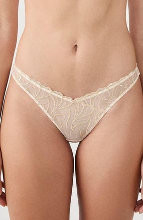 Etam Envolee Tanga Panties in Beige/Gold at Nordstrom, Size Xx-Small