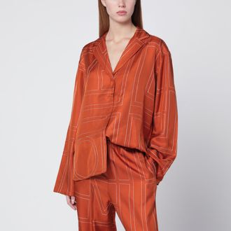 Toteme Camicia pigiama Monogram in seta color terracotta