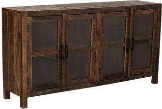 Wanderlust Deco Aparador De Madera Artesanal De 4 Puertas Marr&oacute;n 170x40x90h Cm